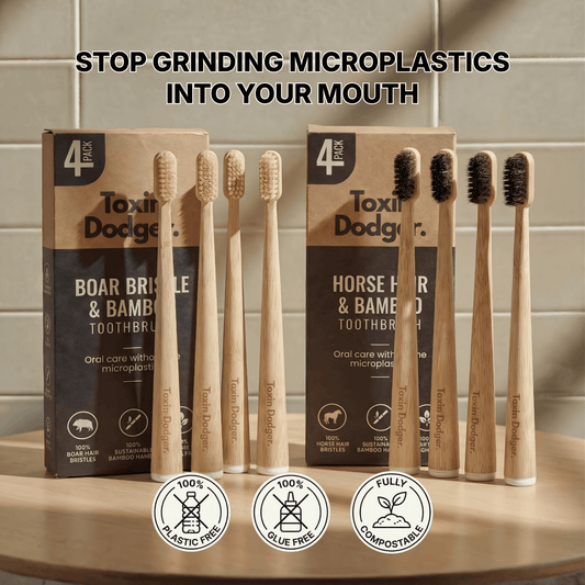 TOXIN DODGER Boar or Horse Bristle Toothbrush (4 Pack)