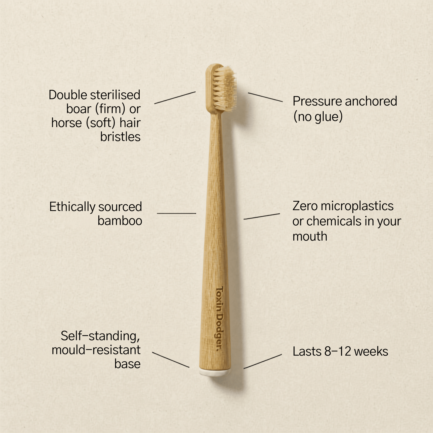 Boar or horse bristle toothbrush (4 Pack) - Toxin Dodger