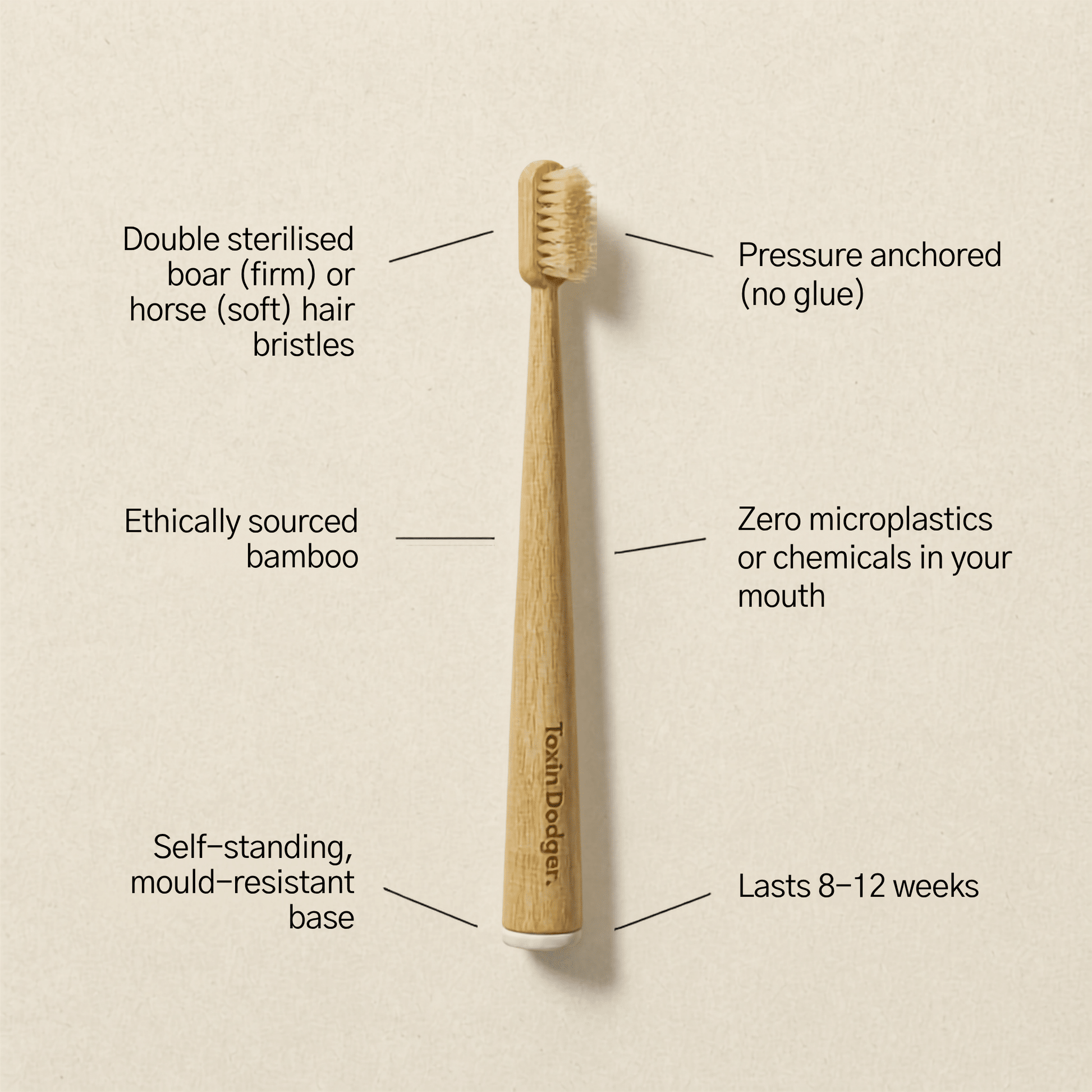 Boar or horse bristle toothbrush (4 Pack) - Toxin Dodger