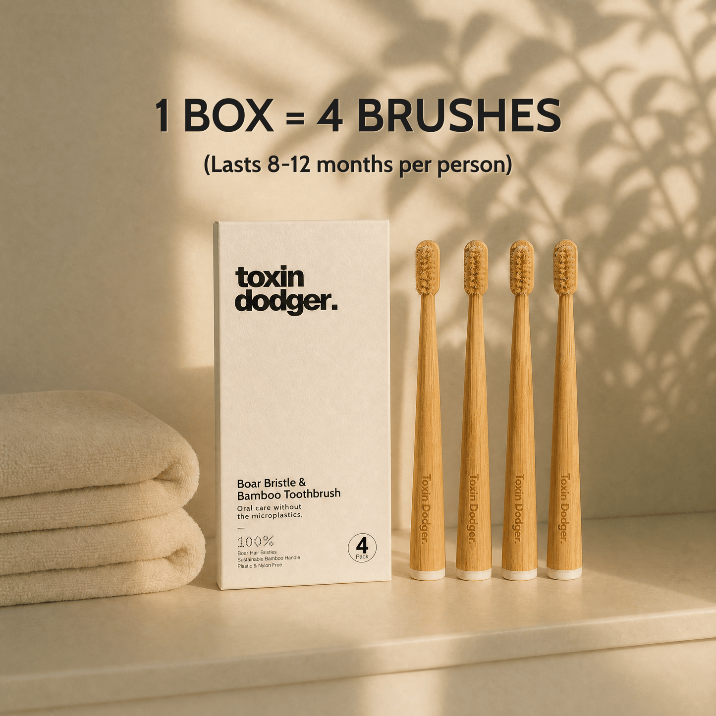 Boar or horse bristle toothbrush (4 Pack) - Toxin Dodger