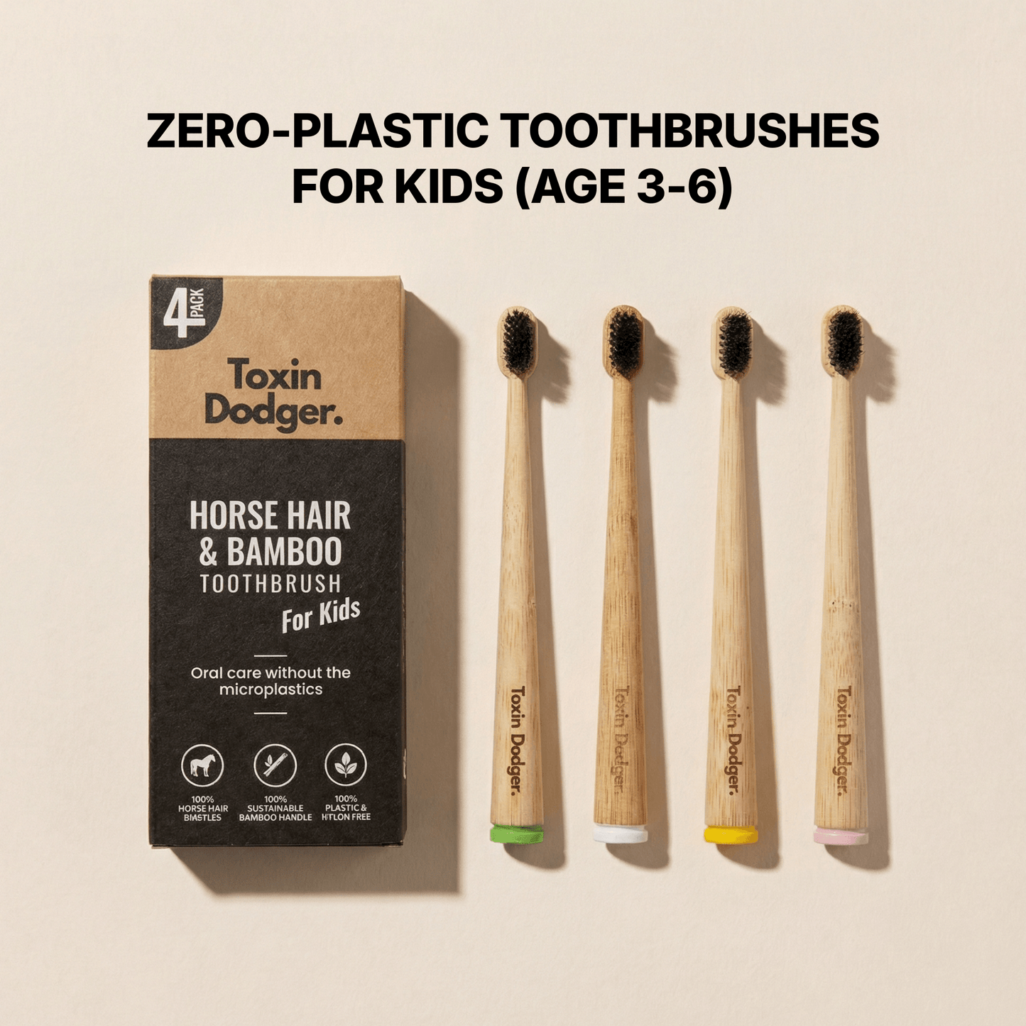 KIDS Horse Hair Bristle & Toothbrush (4-pack)