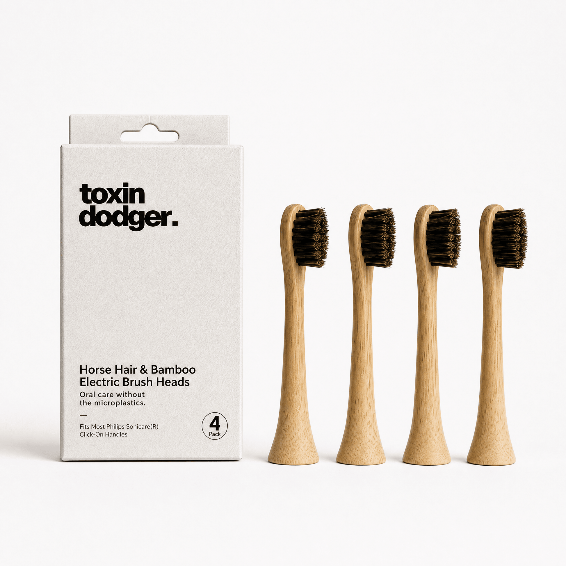 Natural Bristle Electric Toothbrush Heads (Sonicare Compatible) - 4 pack - Toxin Dodger