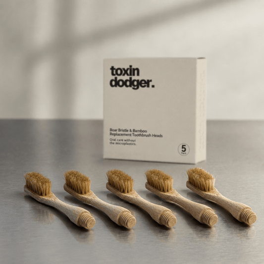 Replacement Heads for Toxin Dodger Natural Bristle Toothbrush System (5-pack) - Toxin Dodger