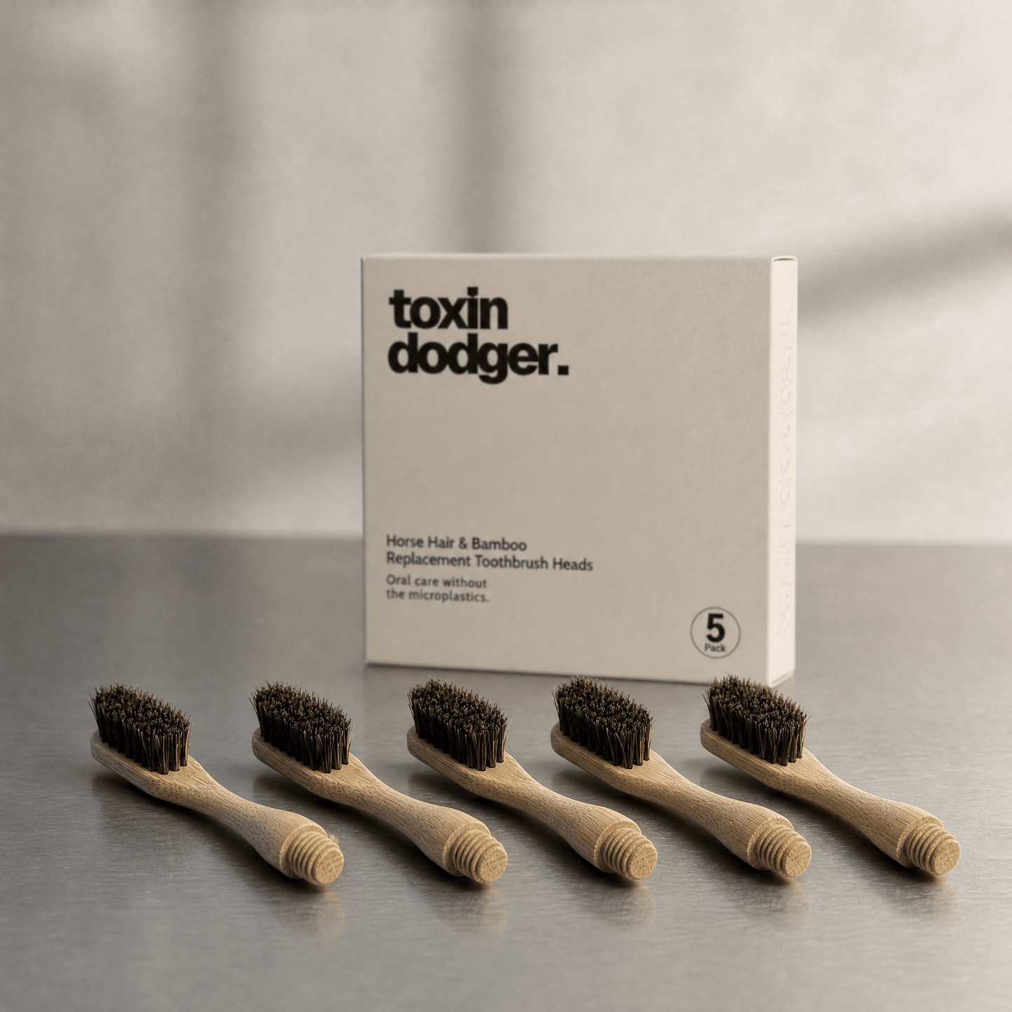 Replacement Heads for Toxin Dodger Natural Bristle Toothbrush System (5-pack) - Toxin Dodger