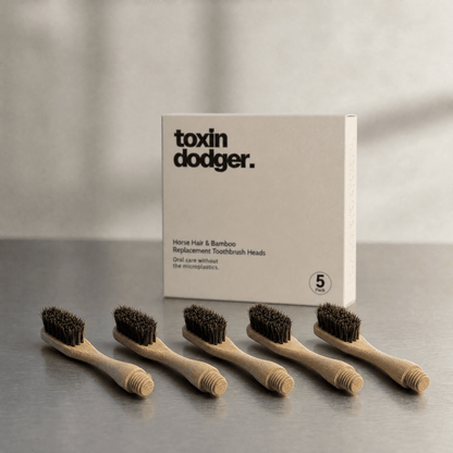 Replacement Heads for Toxin Dodger Natural Bristle Toothbrush System (5-pack) - Toxin Dodger